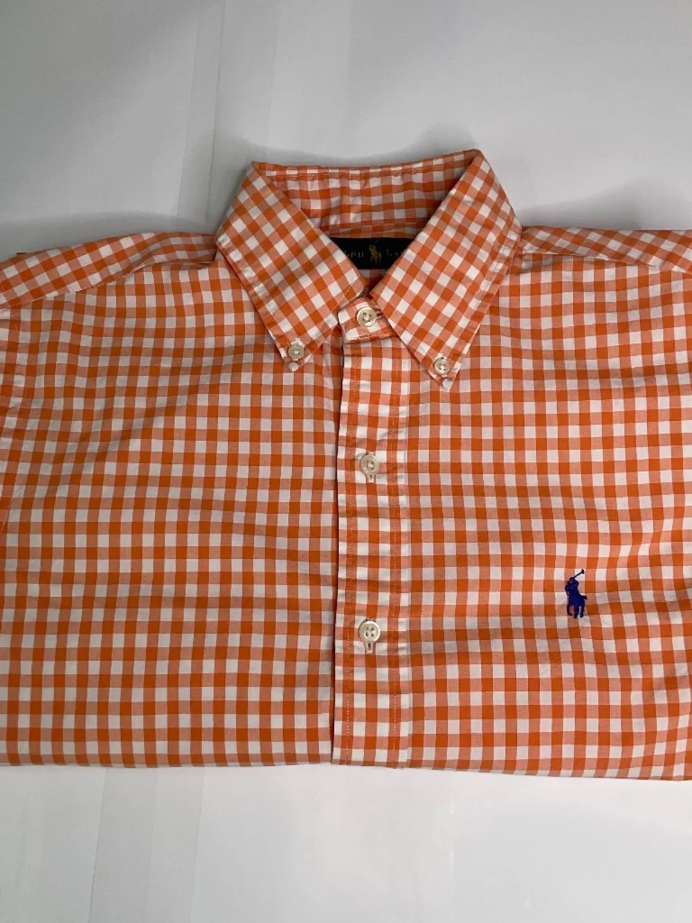 Polo Ralph Lauren Men’s orange gingham button down shirt long sleeve Men’s S
